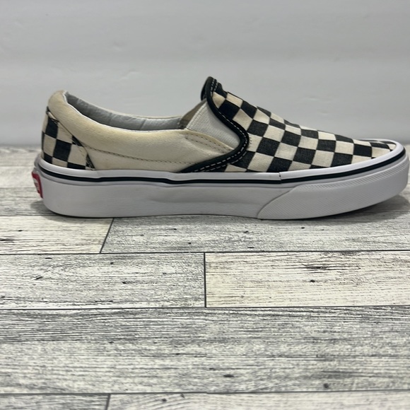 Vans Classic Unisex Size 4.5 US Slip On Checkerboard Canvas White Black Shoes - Picture 13 of 16